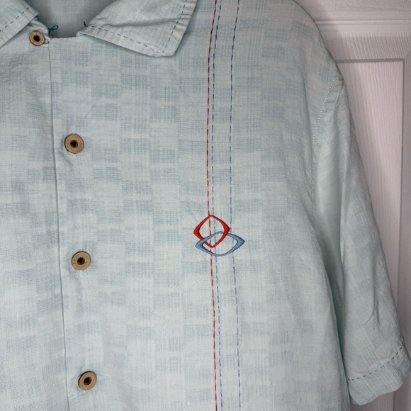 Tommy Bahama Blue Silk Club Shirt Retro Style Hawaiian Martini Tropical GUC - Picture 2 of 9